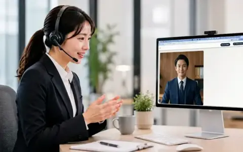 AIを相手に営業ロープレをしている場面