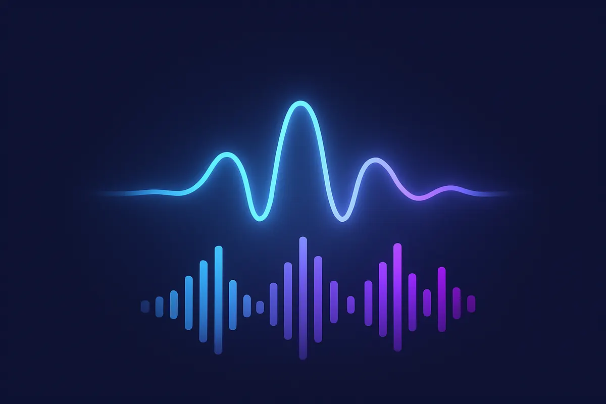 ElevenLabsの音声合成イメージ:波形で表現されたAI音声