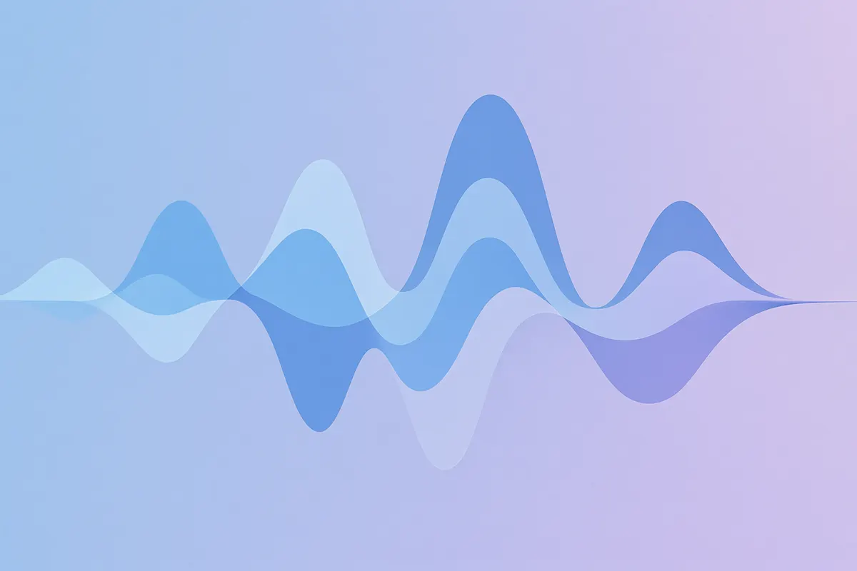 AI音声合成と動画生成を象徴する音波の抽象的な可視化イメージ