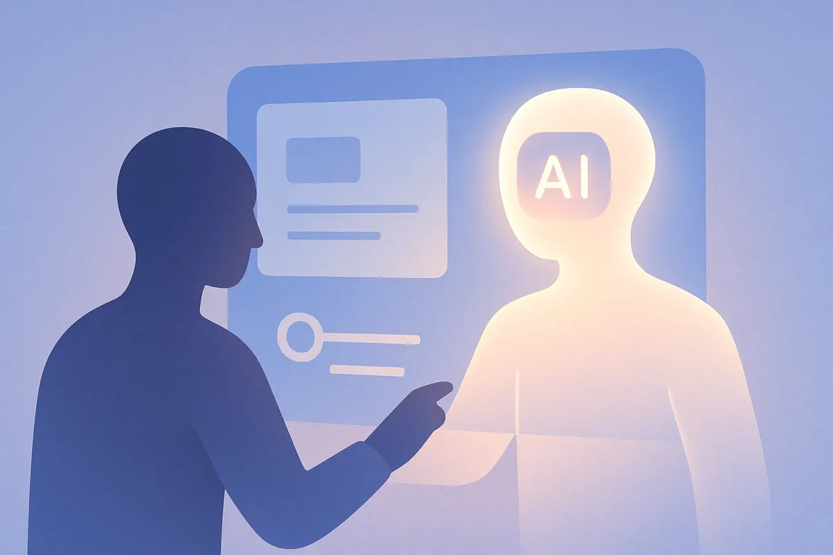 人とAIが協働する社員AI活用のイメージ(シルエット)