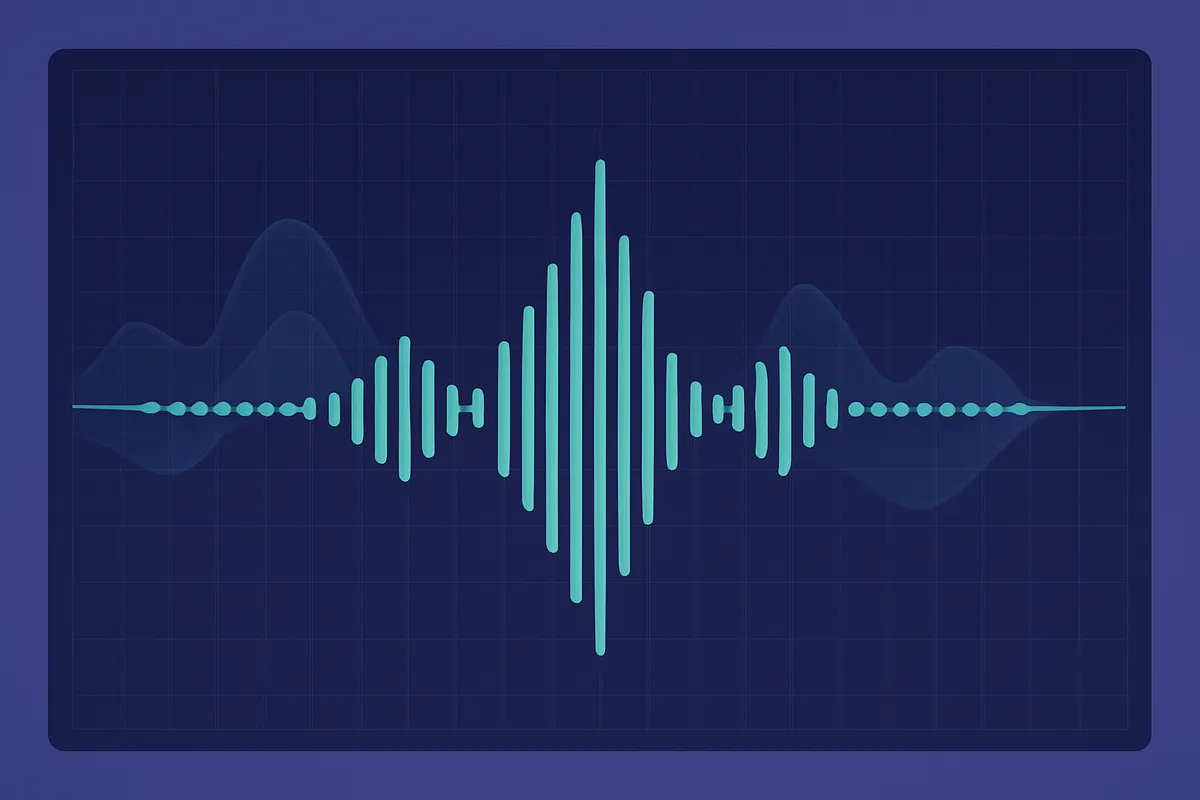 AI音声の波形イメージ。音声データが可視化されたオーディオウェーブフォーム