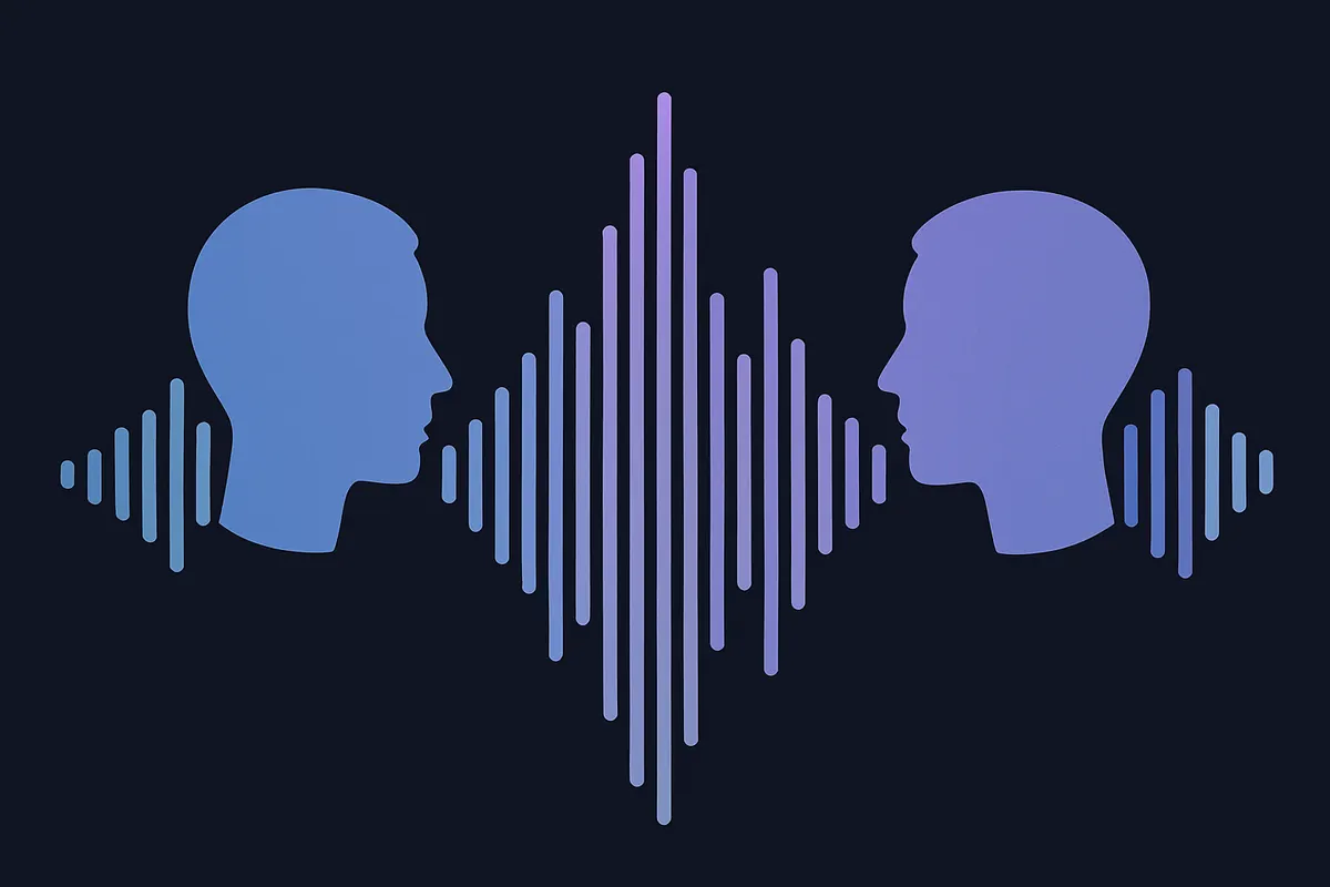 音声クローン技術を象徴する抽象的な音声波形のビジュアル