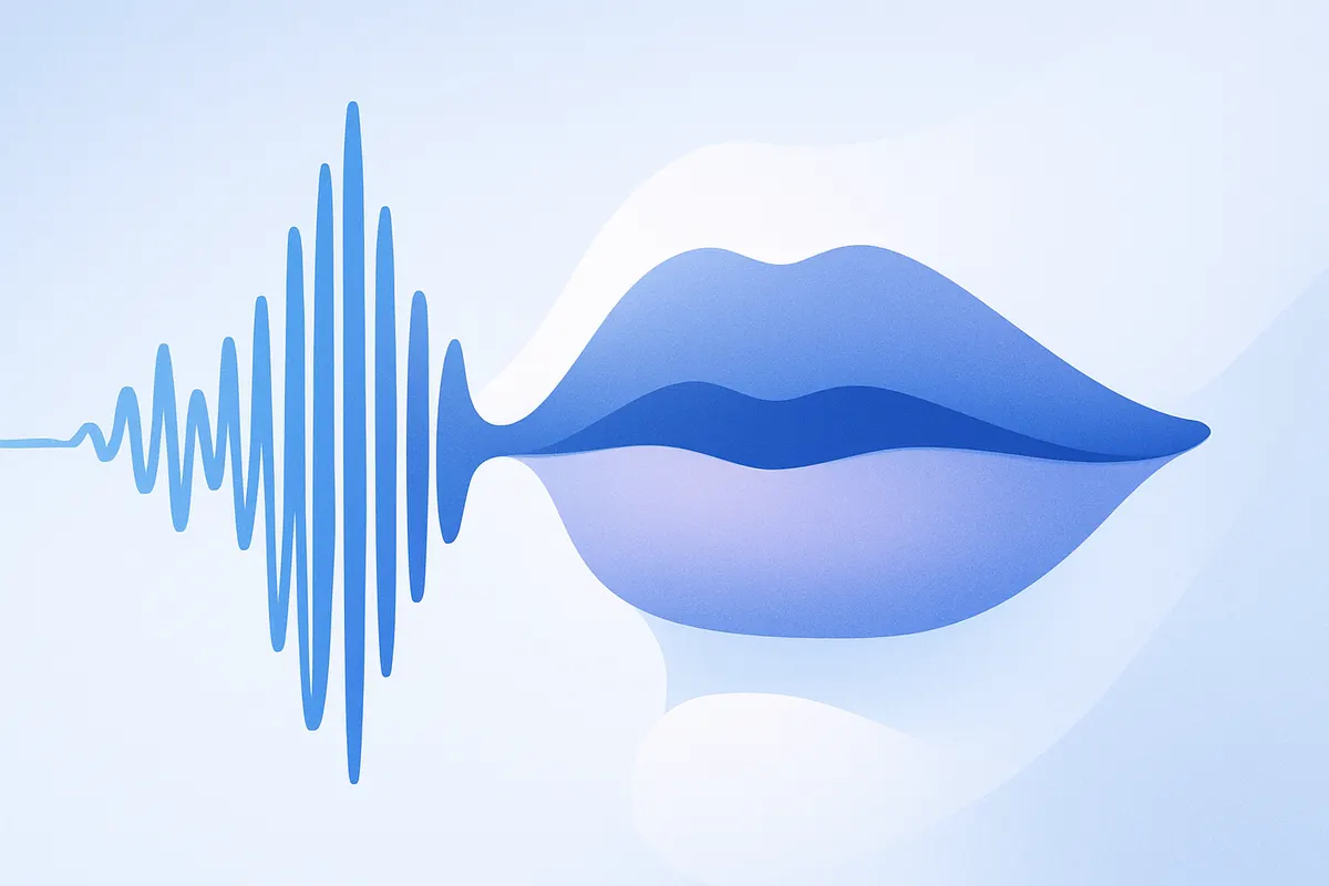 音声波形が口形データへと変換されるリップシンクの概念イメージ