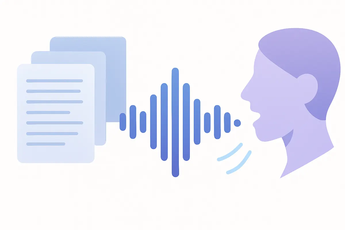 音声生成AIによるテキストからの音声変換ワークフローのイメージ