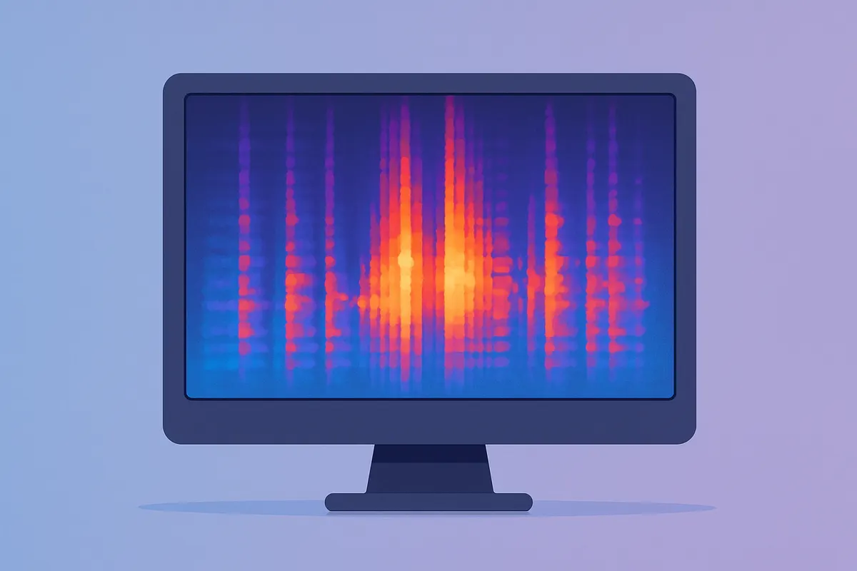 メルスペクトログラムの可視化イメージ。音声を周波数×時間の2次元データとして表現したもの