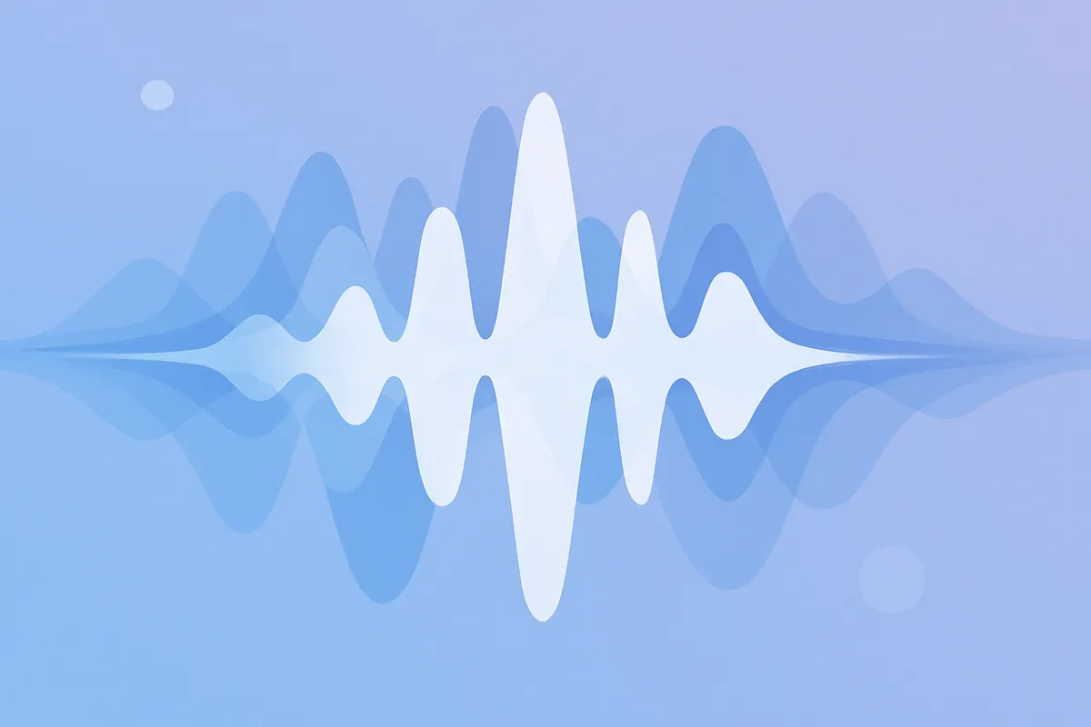 AIが生成する音声波形のイメージ（読み上げAIの概念を象徴するウェーブフォーム）