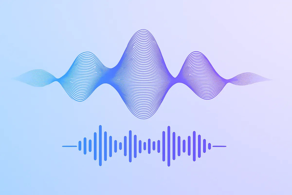 音声合成のイメージ：テキストが波形に変換される様子