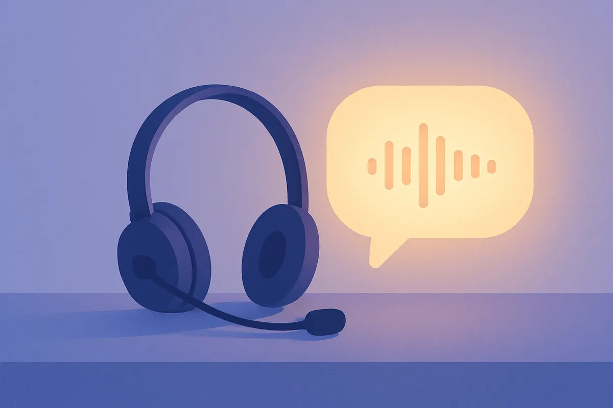 コールセンター業務における音声対話練習の象徴的イメージ