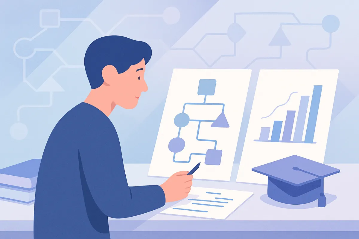 DX人材育成と各事業のデータ活用を組み合わせたベネッセのDX戦略を象徴するイメージ