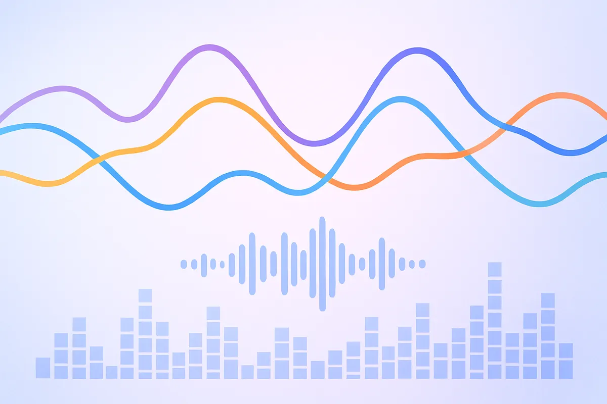 さまざまな音声トーンを表す波形スペクトルのビジュアル