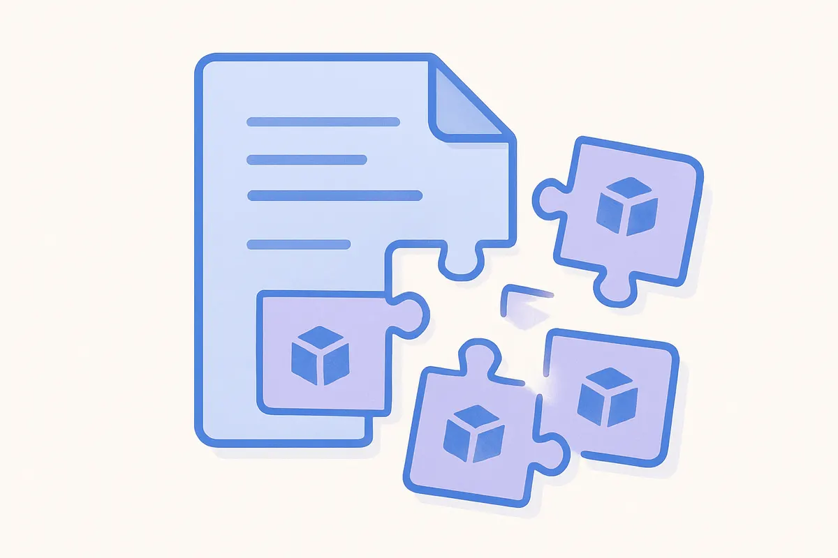 コアブロックCSSが使用ブロックごとに分割される概念図