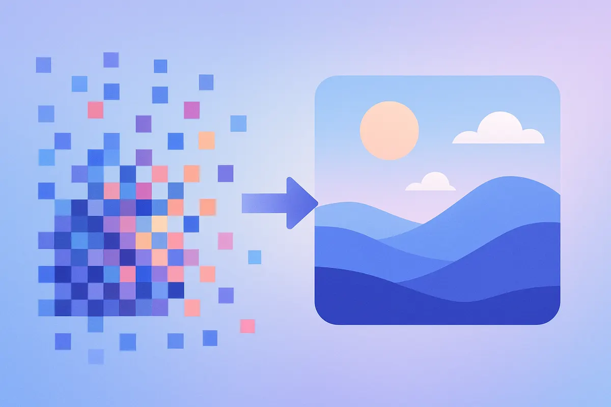 AIが画像を生成していくプロセスを抽象的に表現したイメージ