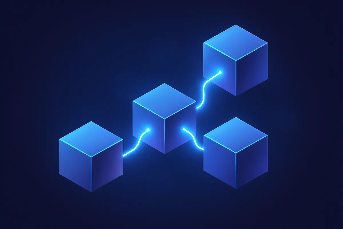 ブロックが鎖状に連結するブロックチェーンの構造イメージ