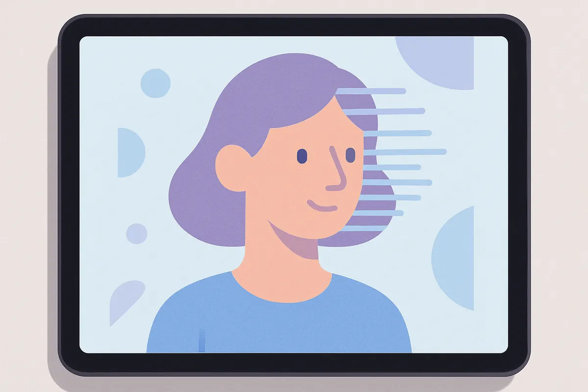 AI似顔絵が生成される様子をイメージしたイラスト