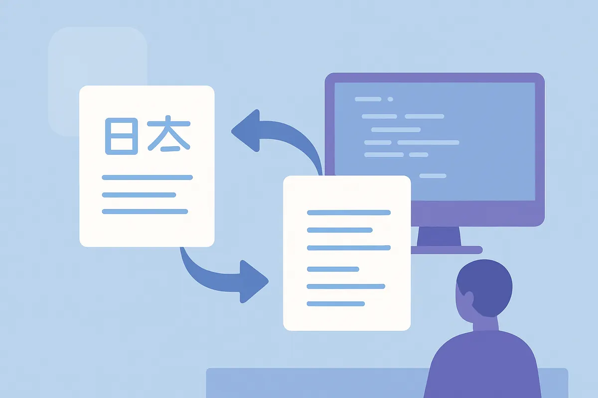 DeepSeekを活用した日本語ドキュメント処理・翻訳ワークフローのイメージ