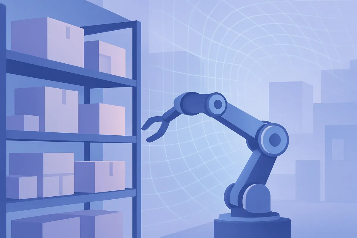 物流倉庫でのピッキングロボットによる3Dセンシングの様子