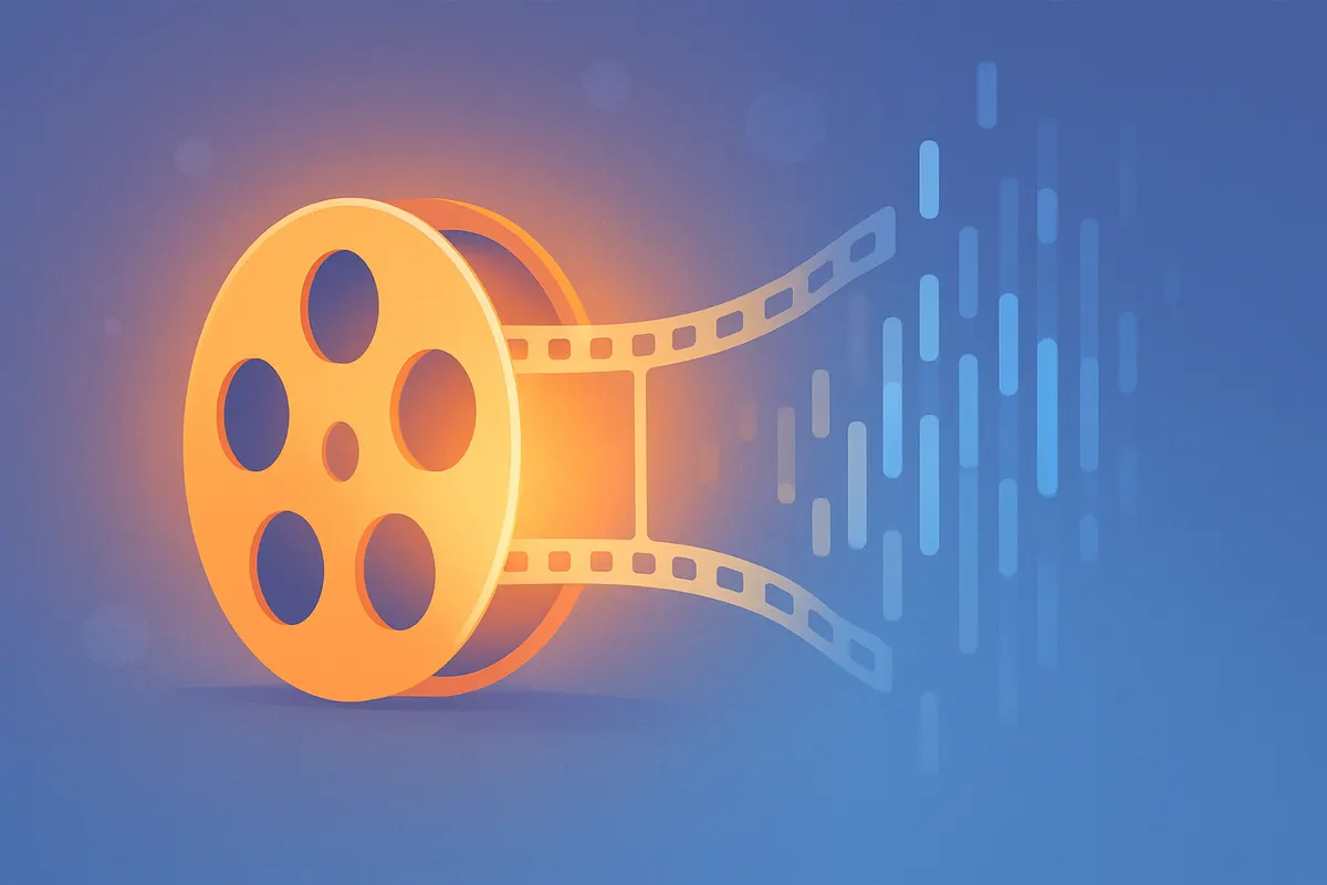 動画とデジタルデータが融合する抽象的なシネマティックイメージ