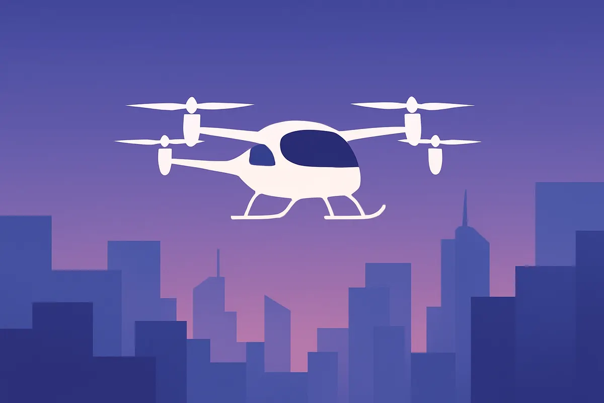 eVTOL(電動垂直離着陸機)のイメージ。空飛ぶクルマは万博会場で実証飛行が行われる