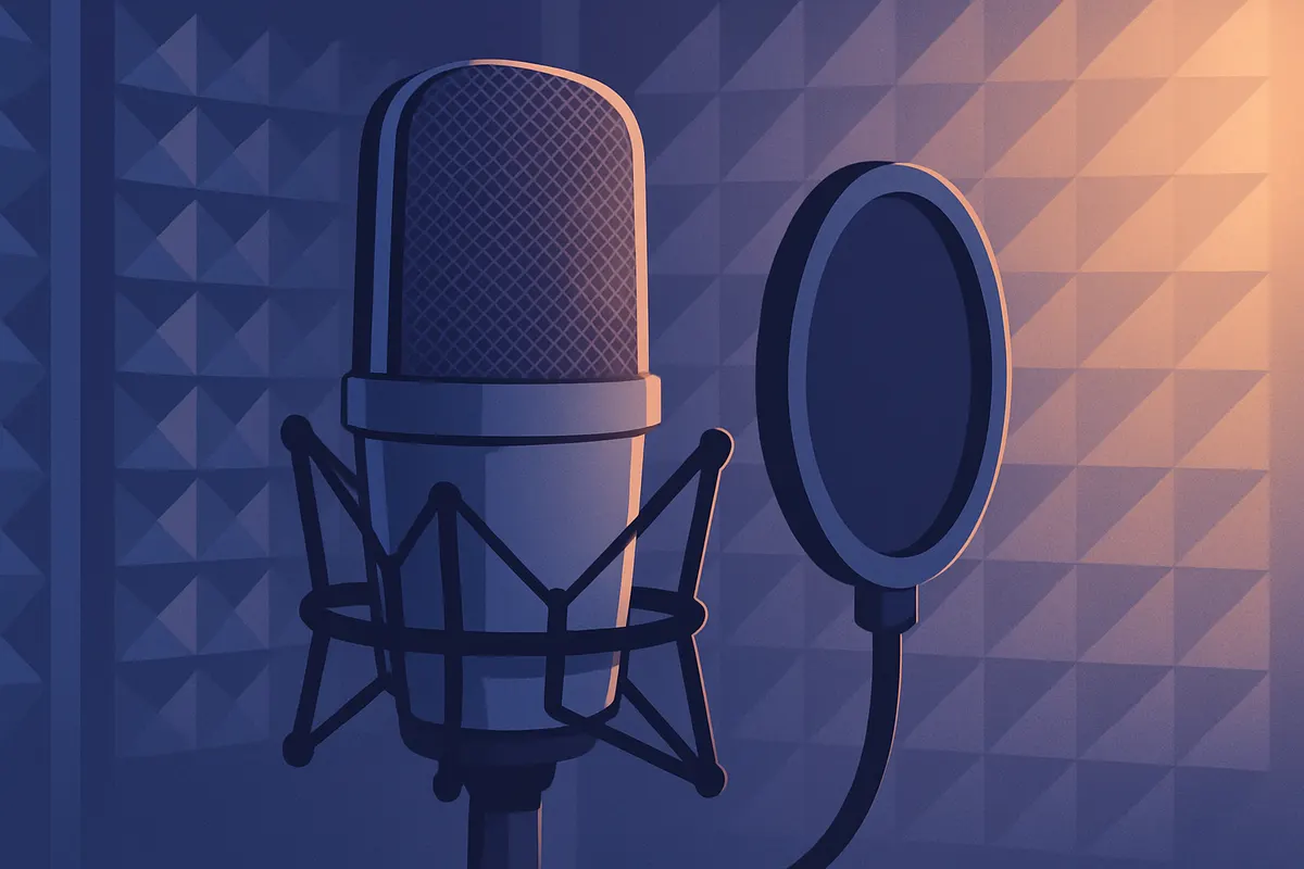 音声サンプル収録に適した防音ブースとプロ用マイクのセットアップ