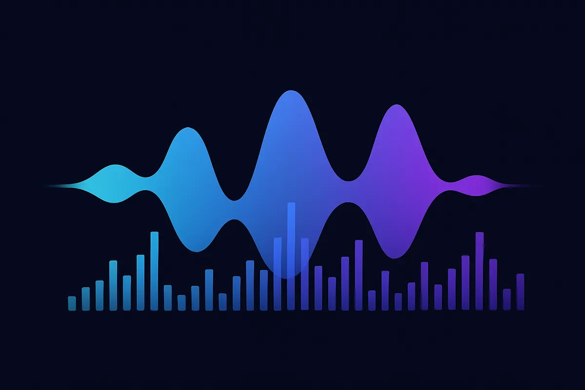 AIナレーションの音声波形と周波数の視覚化イメージ