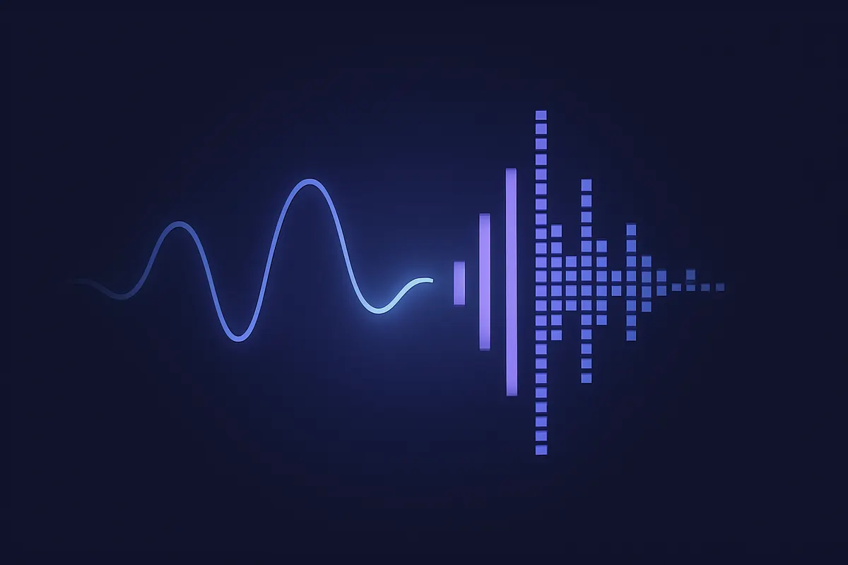 音声の特徴をデジタルデータとして可視化した音声合成のコンセプトイメージ