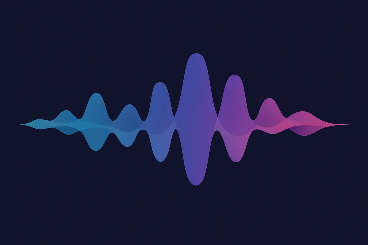 AIが生成する音声波形のイメージ。ElevenLabsはテキストから極めて自然な音声を生成する