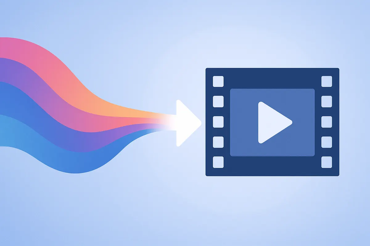 AIが映像を生成するプロセスを抽象的に表現したイメージ