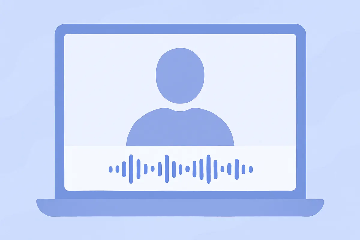 AIアバターが面接官役を務め、発話タイムラインとともにフィードバックが得られる面接練習のイメージ