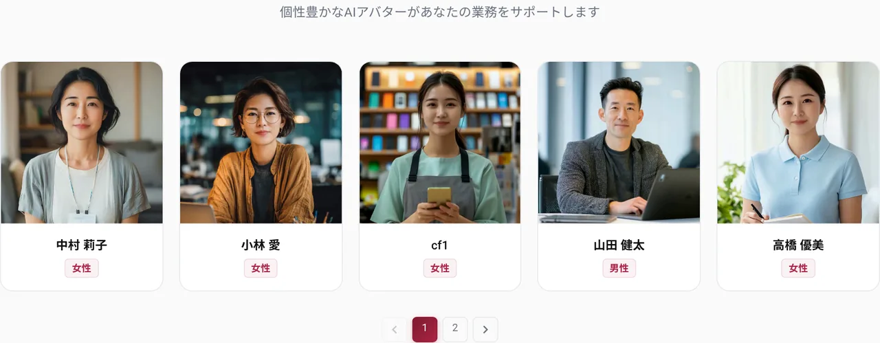 DeepAI WEBで選べるAIアバター(バーチャルヒューマン)のキャラクター一覧