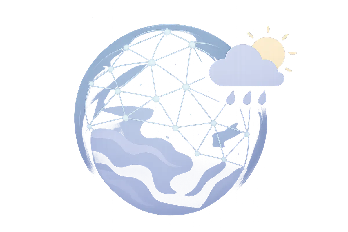 AI天気予報のイメージ（地球とAIのネットワーク）
