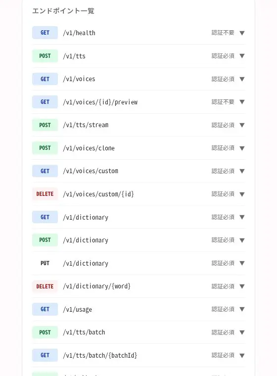 SakuraSpeech APIのエンドポイント一覧